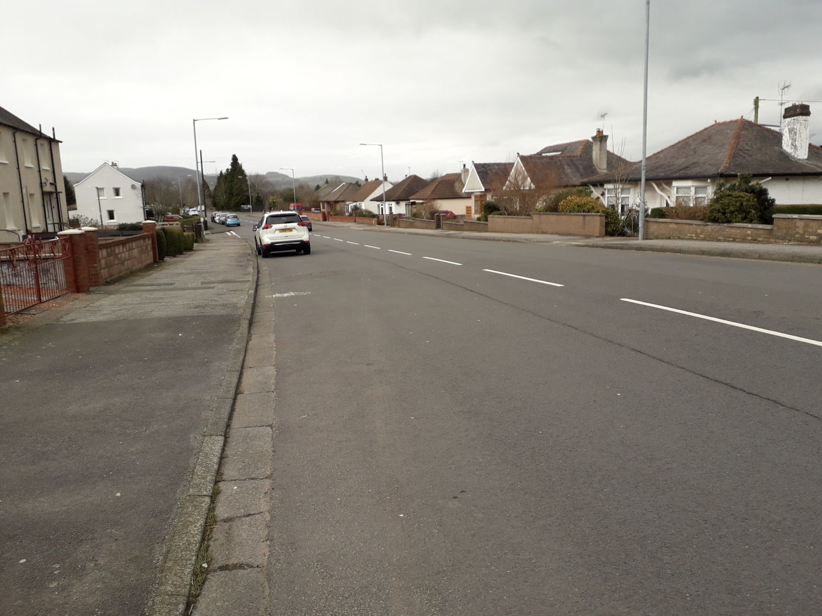 Terregles Road in the outskirts of Dumfries showing its width