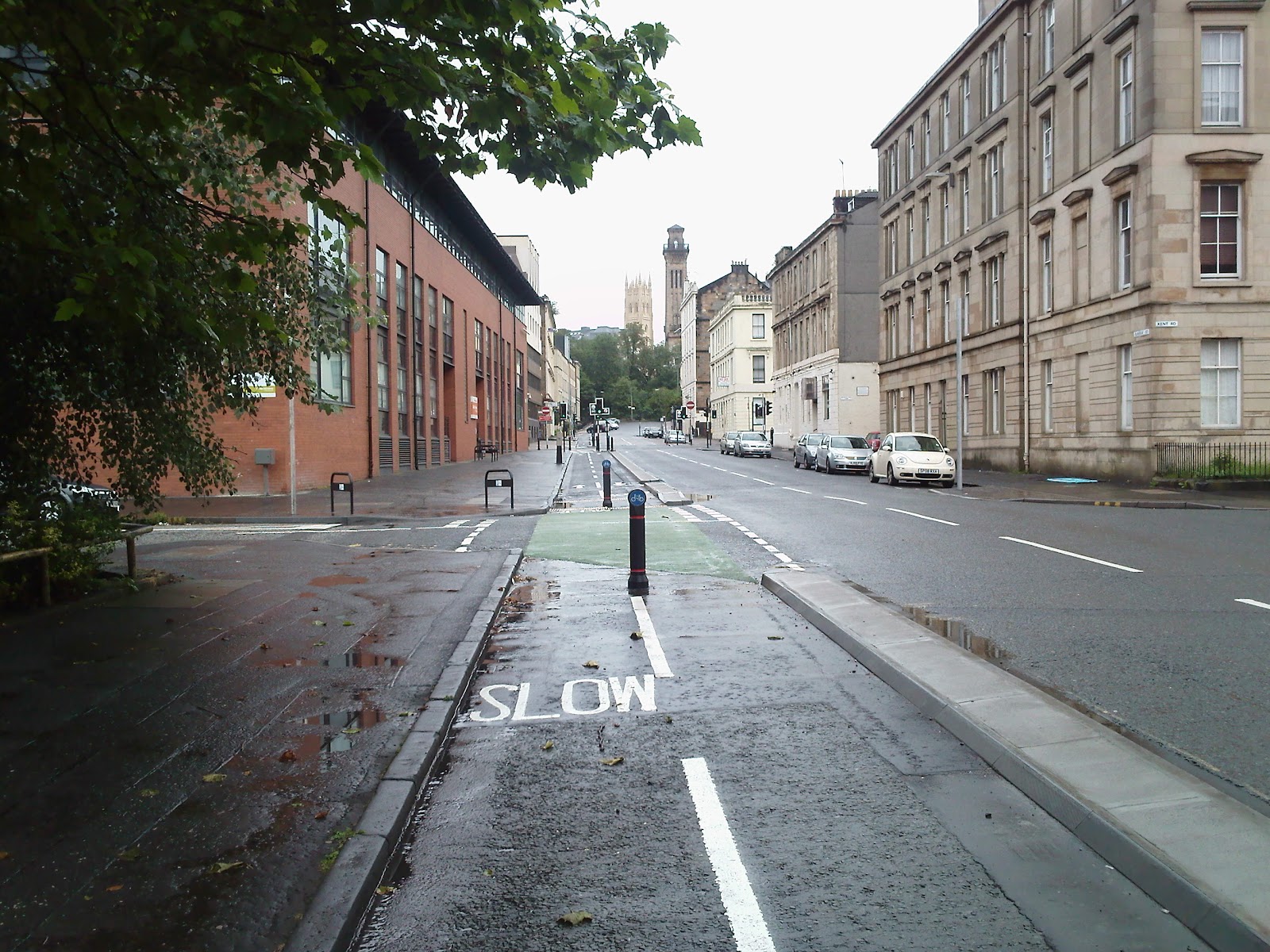 Segregated cycle path in Glasgow