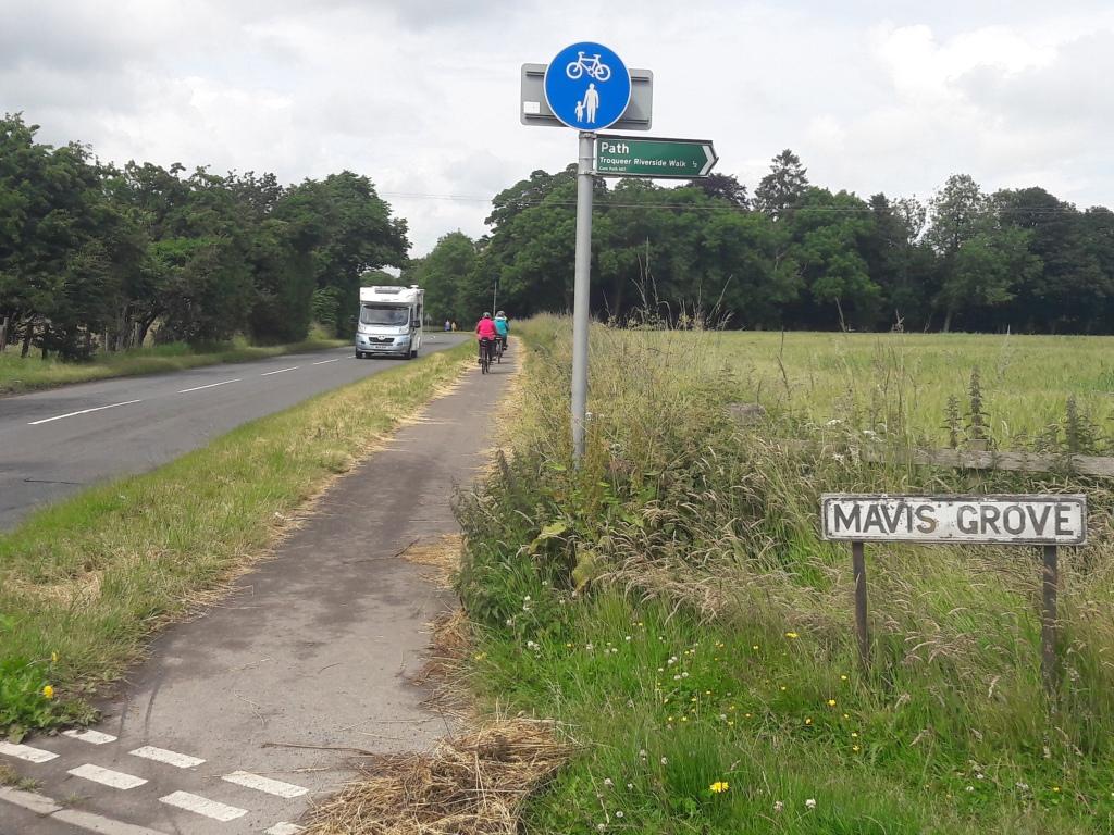 New Abbey Road looking towards Dumfries along the Mavis Grove path